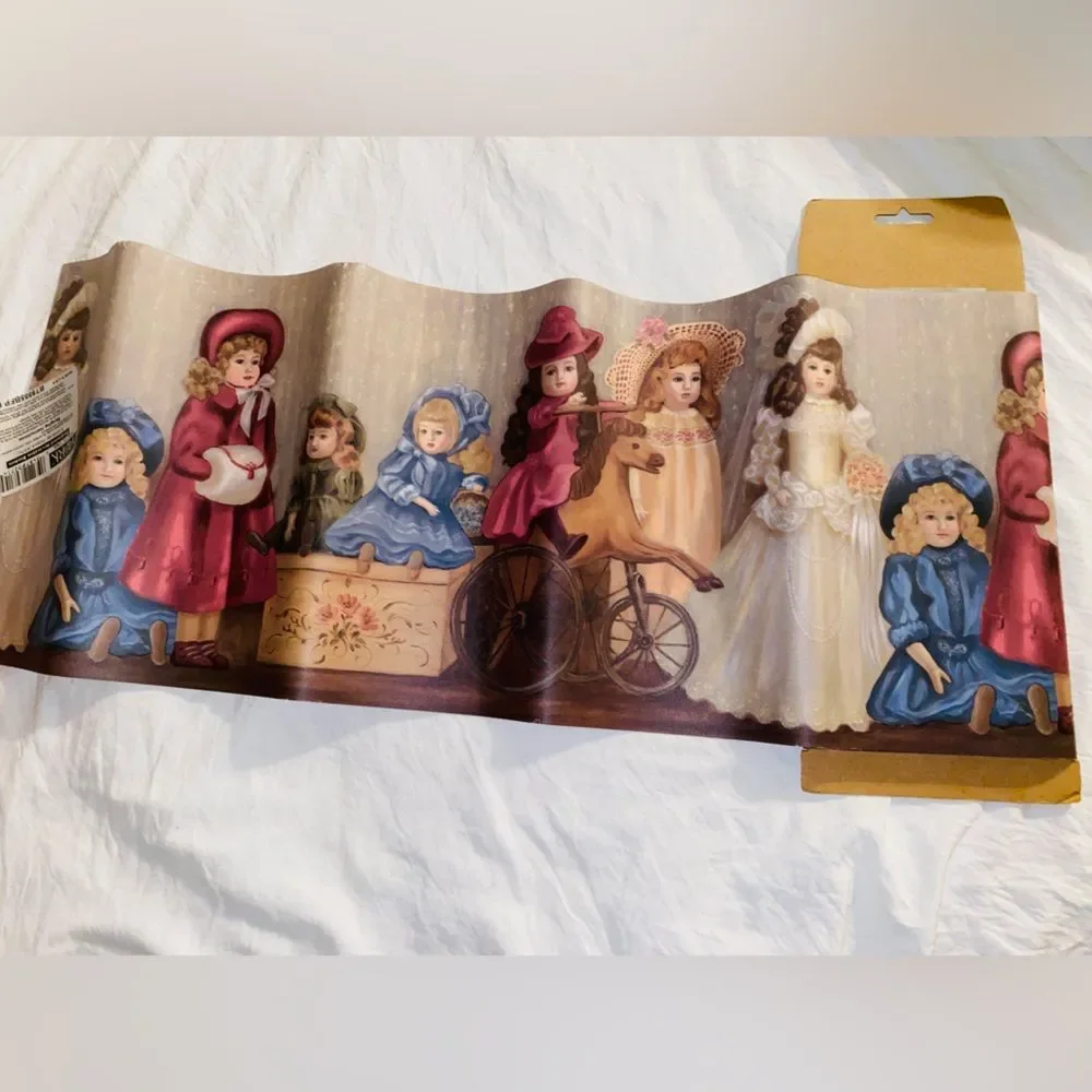 York Borders Antique Dolls Wallpaper Border. 5 Yard Spool Victorian Ladies